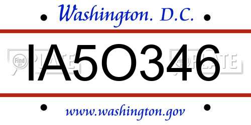 IA5O346 District Of Columbia License Plate