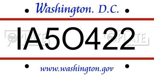 IA5O422 District Of Columbia License Plate