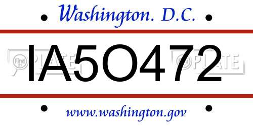 IA5O472 District Of Columbia License Plate