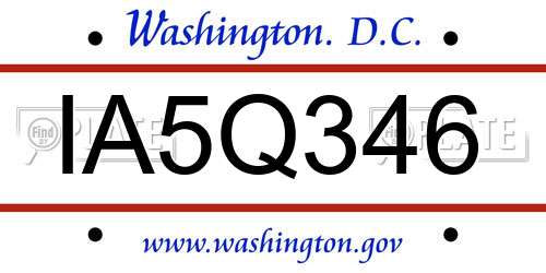 IA5Q346 District Of Columbia License Plate