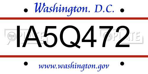 IA5Q472 District Of Columbia License Plate