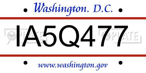 IA5Q477 District Of Columbia License Plate