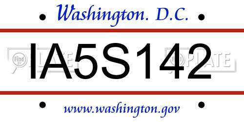 IA5S142 District Of Columbia License Plate