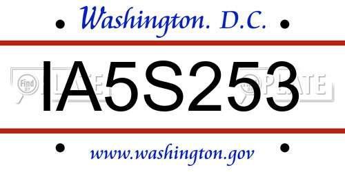 IA5S253 District Of Columbia License Plate