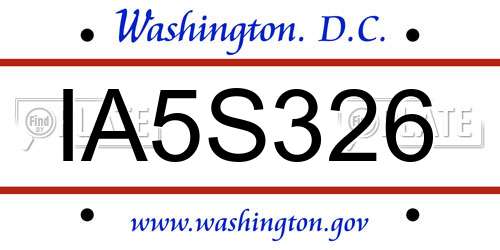 IA5S326 District Of Columbia License Plate