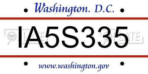 IA5S335 District Of Columbia License Plate