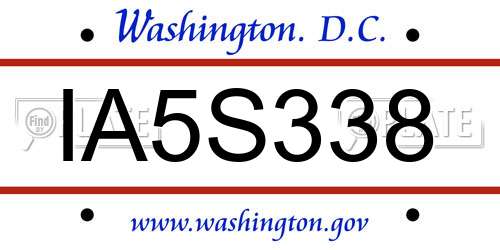 IA5S338 District Of Columbia License Plate