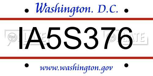 IA5S376 District Of Columbia License Plate