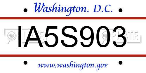 IA5S903 District Of Columbia License Plate
