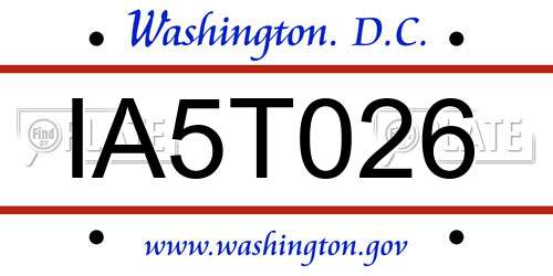 IA5T026 District Of Columbia License Plate