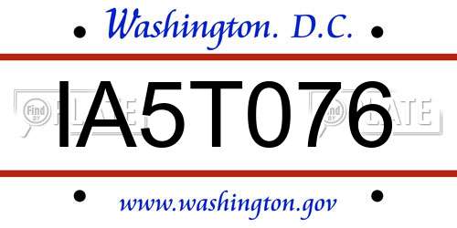 IA5T076 District Of Columbia License Plate