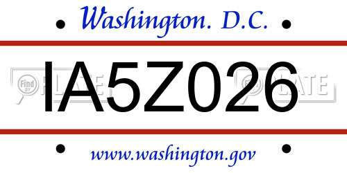 IA5Z026 District Of Columbia License Plate