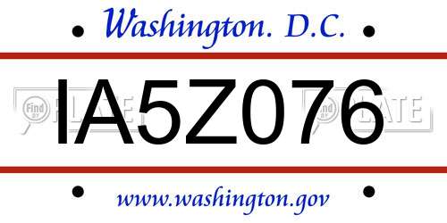 IA5Z076 District Of Columbia License Plate