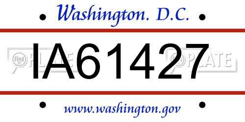 IA61427 District Of Columbia License Plate