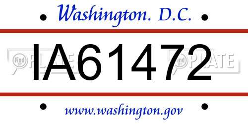IA61472 District Of Columbia License Plate