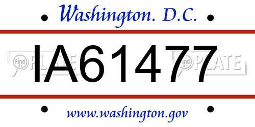IA61477 District Of Columbia License Plate