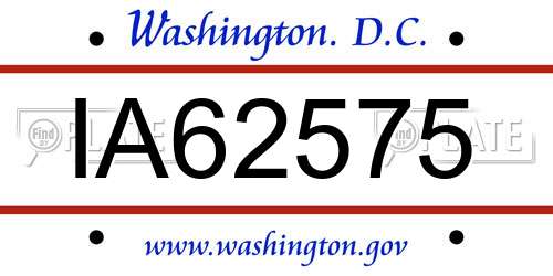 IA62575 District Of Columbia License Plate