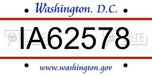 IA62578 District Of Columbia License Plate