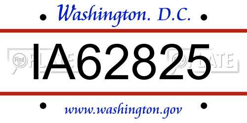 IA62825 District Of Columbia License Plate