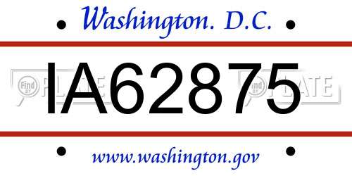 IA62875 District Of Columbia License Plate