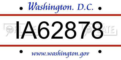 IA62878 District Of Columbia License Plate