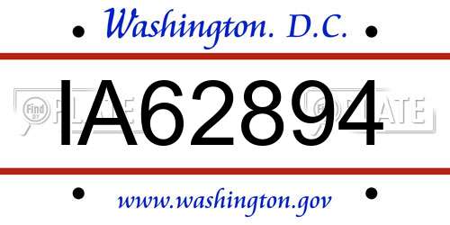 IA62894 District Of Columbia License Plate