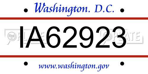 IA62923 District Of Columbia License Plate