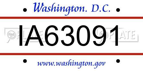 IA63091 District Of Columbia License Plate