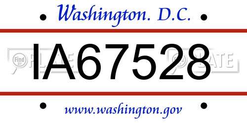 IA67528 District Of Columbia License Plate