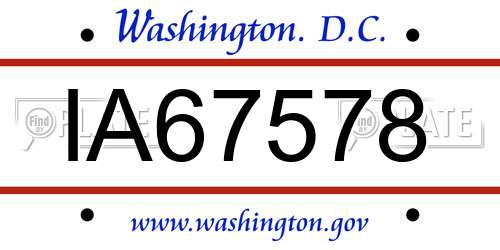 IA67578 District Of Columbia License Plate