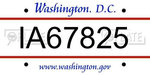 IA67825 District Of Columbia License Plate