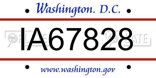 IA67828 District Of Columbia License Plate