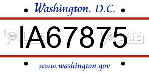 IA67875 District Of Columbia License Plate