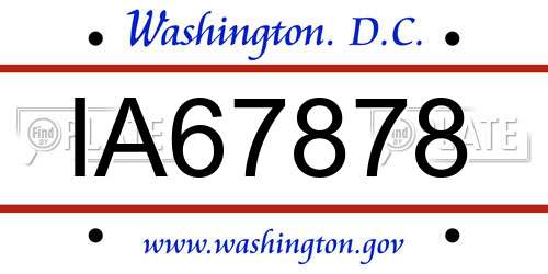 IA67878 District Of Columbia License Plate