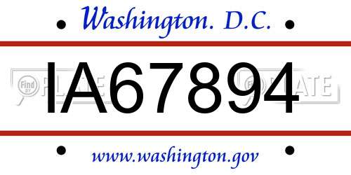 IA67894 District Of Columbia License Plate