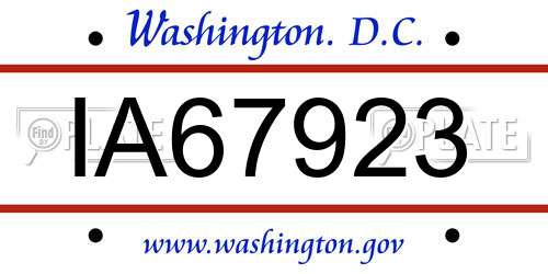 IA67923 District Of Columbia License Plate