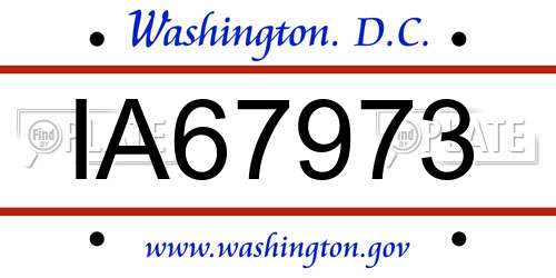 IA67973 District Of Columbia License Plate