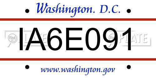 IA6E091 District Of Columbia License Plate