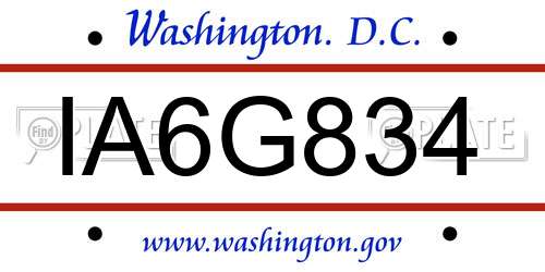IA6G834 District Of Columbia License Plate