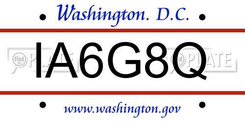 IA6G8Q District Of Columbia License Plate