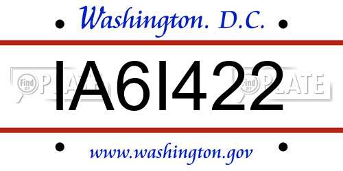 IA6I422 District Of Columbia License Plate
