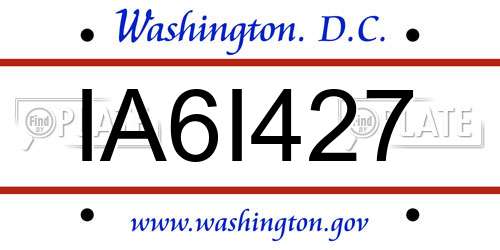 IA6I427 District Of Columbia License Plate