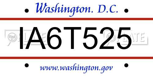 IA6T525 District Of Columbia License Plate