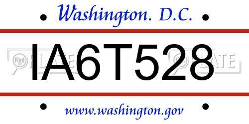 IA6T528 District Of Columbia License Plate