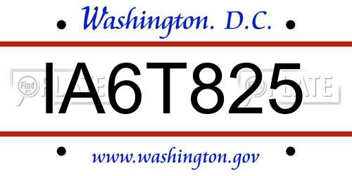 IA6T825 District Of Columbia License Plate