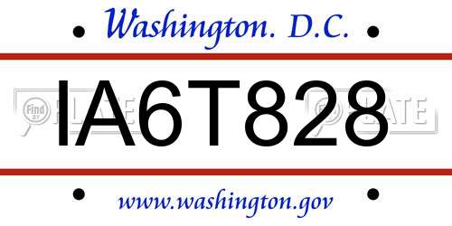 IA6T828 District Of Columbia License Plate