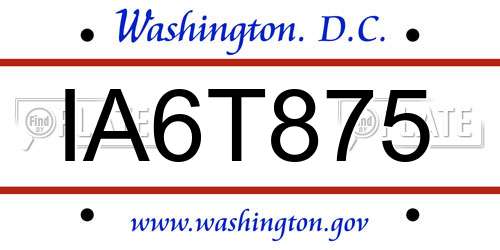 IA6T875 District Of Columbia License Plate