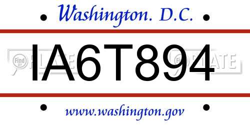 IA6T894 District Of Columbia License Plate