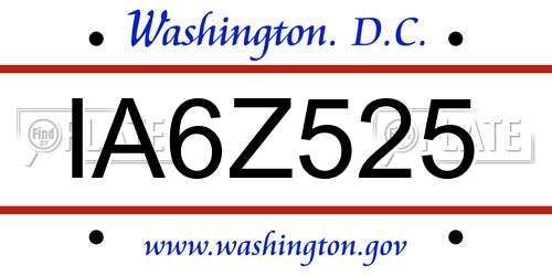 IA6Z525 District Of Columbia License Plate