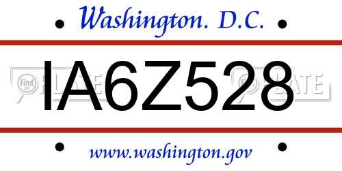 IA6Z528 District Of Columbia License Plate